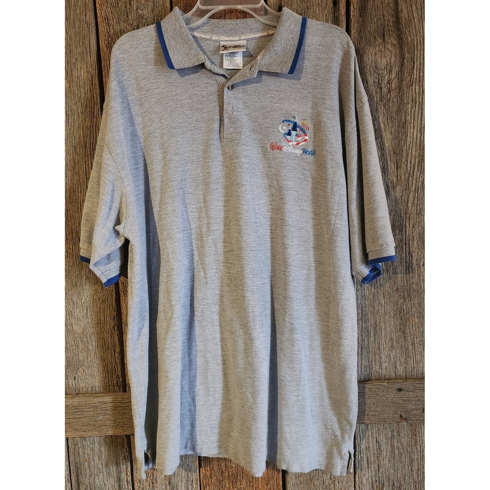 Walt Disney World Polo - Embroidered D‎ w/ Castle - Red White Blue - Large